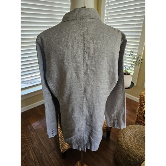 Eileen Fisher Linen Blend Gray Silver Metallic Shimmer Blazer Women's Size M - Picture 6 of 11